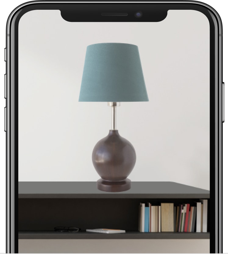 Image of a lamp in AR on a smartphone